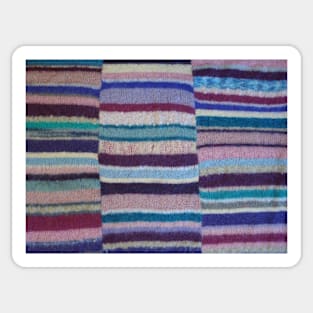 vintage style colorful hand knitted stripes Sticker